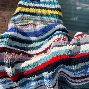 Colorful Striped Knit Blanket
